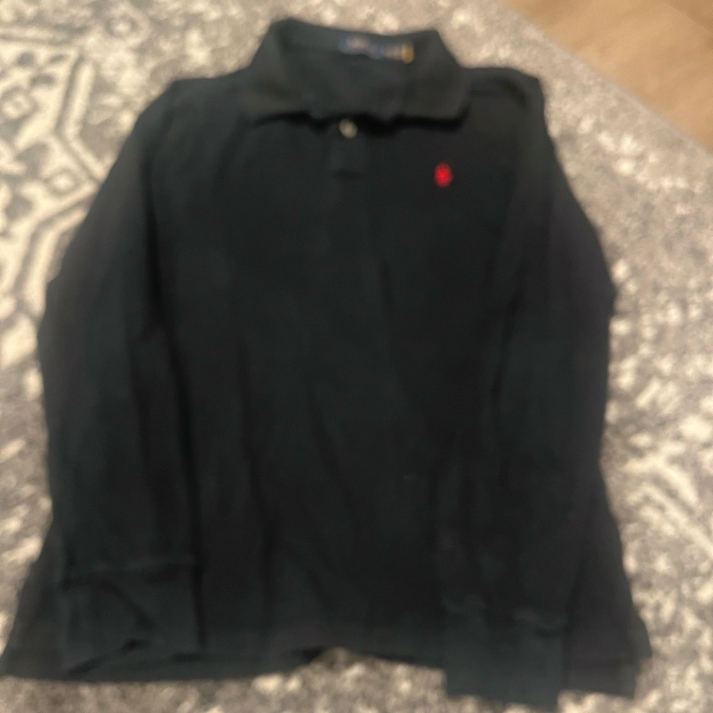 Big boys Ralph Lauren polo black button up long sleeve shirt size 18/20